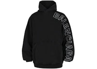 Balenciaga Logo Embroidered Oversized Hoodie Washed Black/White