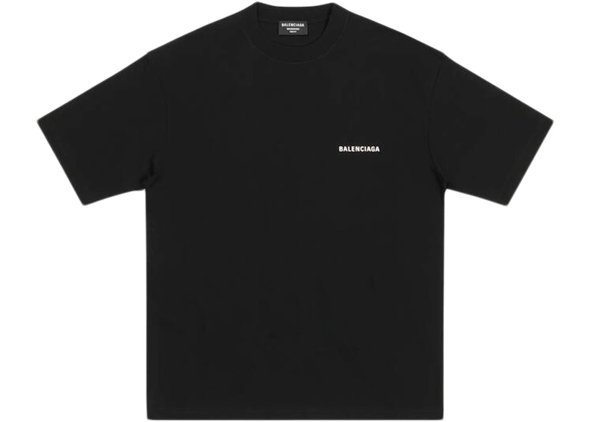 Balenciaga Logo Medium Fit T-shirt Black - vue secondaire A