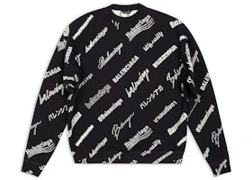 Balenciaga Logo Print Crewneck Sweater Black