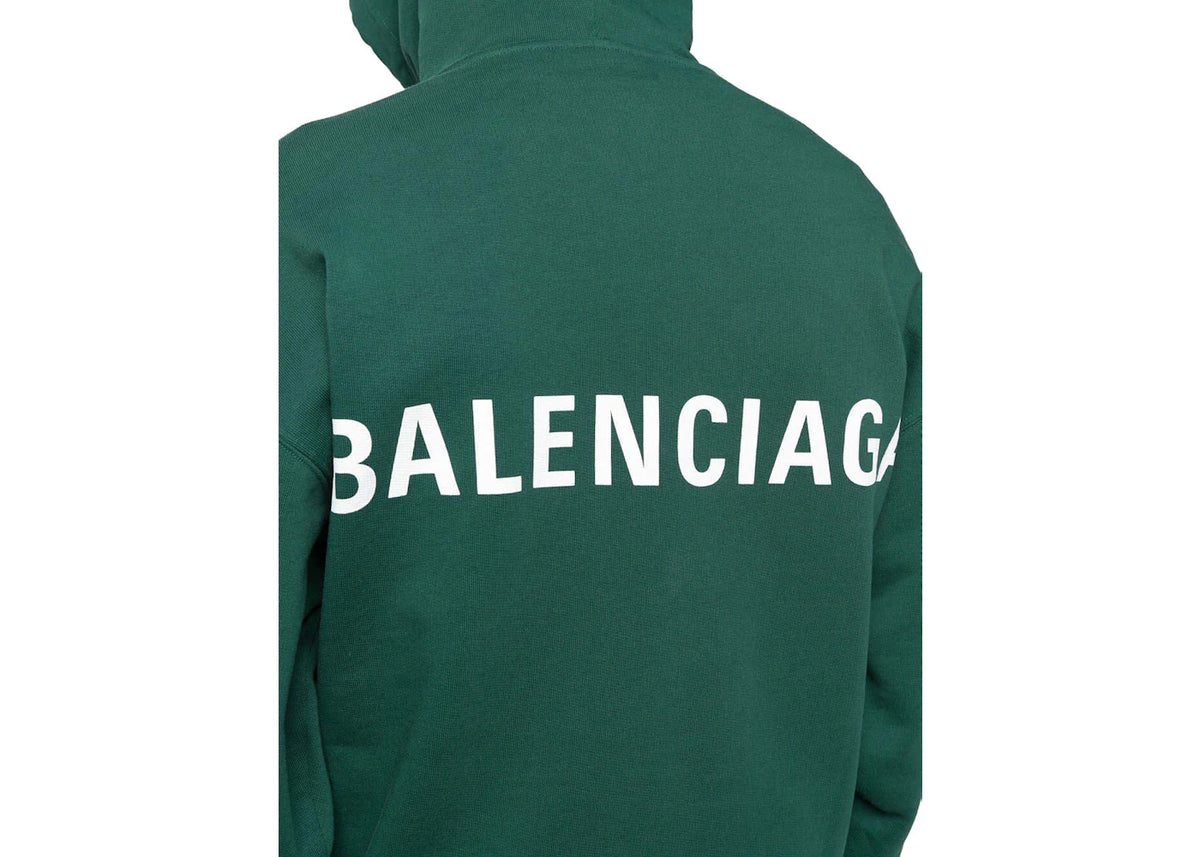 Balenciaga Logo Print Hoodie Green/White - vue secondaire A