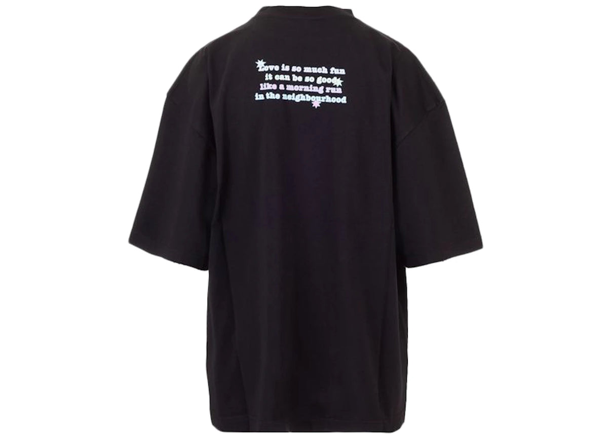 Balenciaga Love Bear Womens Oversized T-Shirt Black - vue secondaire B