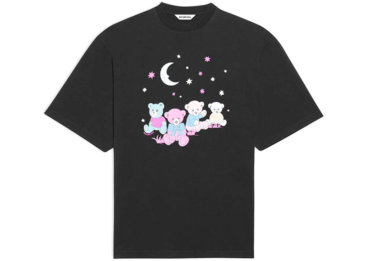 Balenciaga Love Bear Womens Oversized T-Shirt Black - vue secondaire A