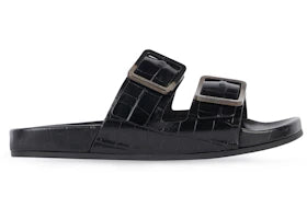 Balenciaga Mallorca Sandal Black Crocodile Embossed - vue 360