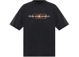 Balenciaga Medium Fit Faded Washed T-shirt Black