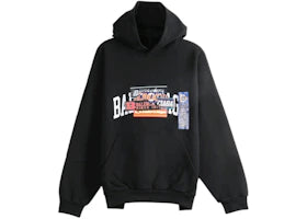 Balenciaga Medium Fit Graphic Hoodie Black - vue 360