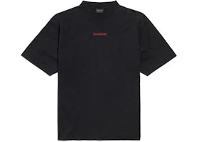 Balenciaga Medium Fit T-shirt Faded Washed Black Red