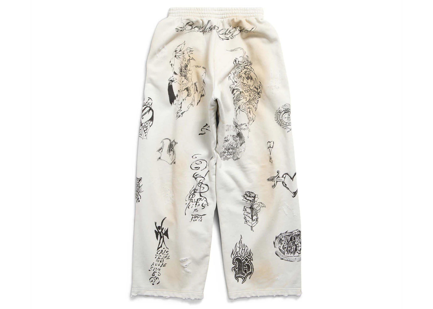 Balenciaga Men's Tat Baggy Sweatpants Beige/Brown - vue secondaire B
