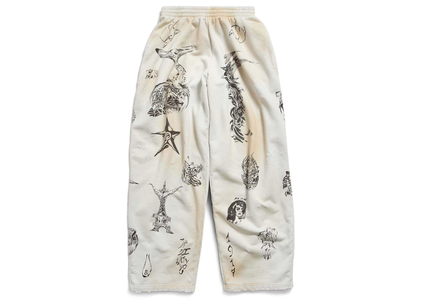 Balenciaga Men's Tat Baggy Sweatpants Beige/Brown - vue secondaire A