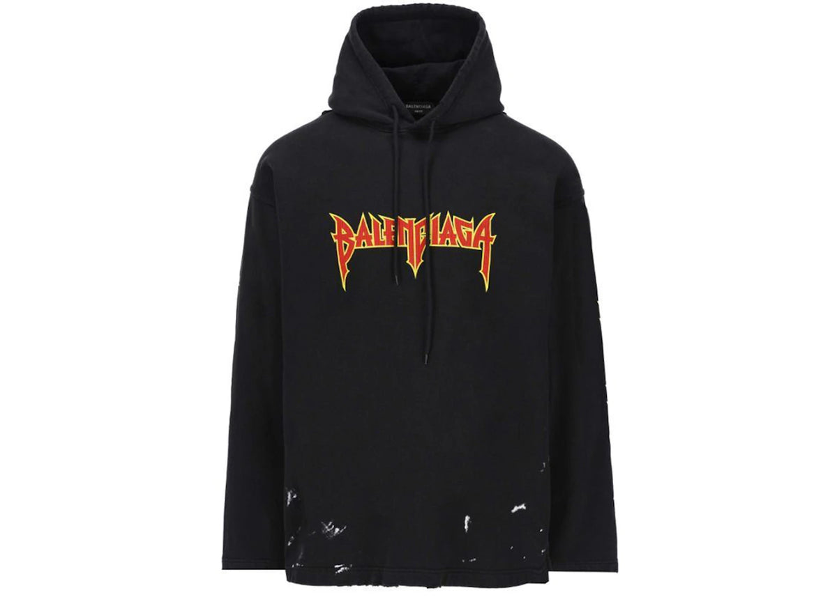 Balenciaga Metal Vintage Hoodie Black - vue secondaire A