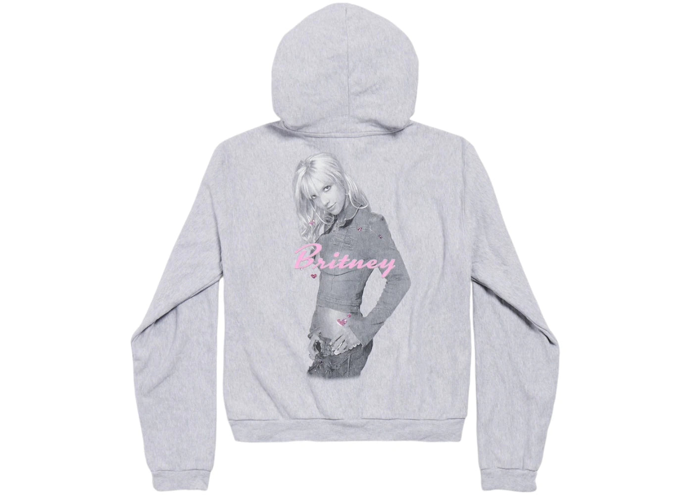 Balenciaga Music Britney Spears Series Zip-Up Hoodie Regular Fit Light Grey/Pink - vue secondaire B