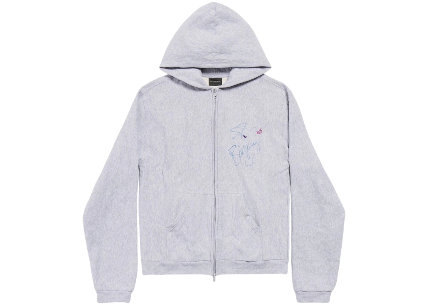 Balenciaga Music Britney Spears Series Zip-Up Hoodie Regular Fit Light Grey/Pink - vue secondaire A