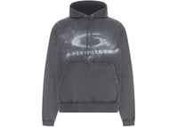 Balenciaga Oversized Drawstring Hoodie Washed Black/White