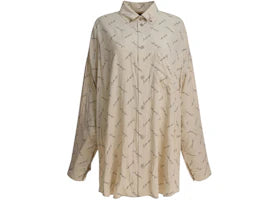 Balenciaga Oversized Logo Shirt Beige - vue 360