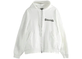 Balenciaga Oversized Zip-Up Hoodie White - vue 360