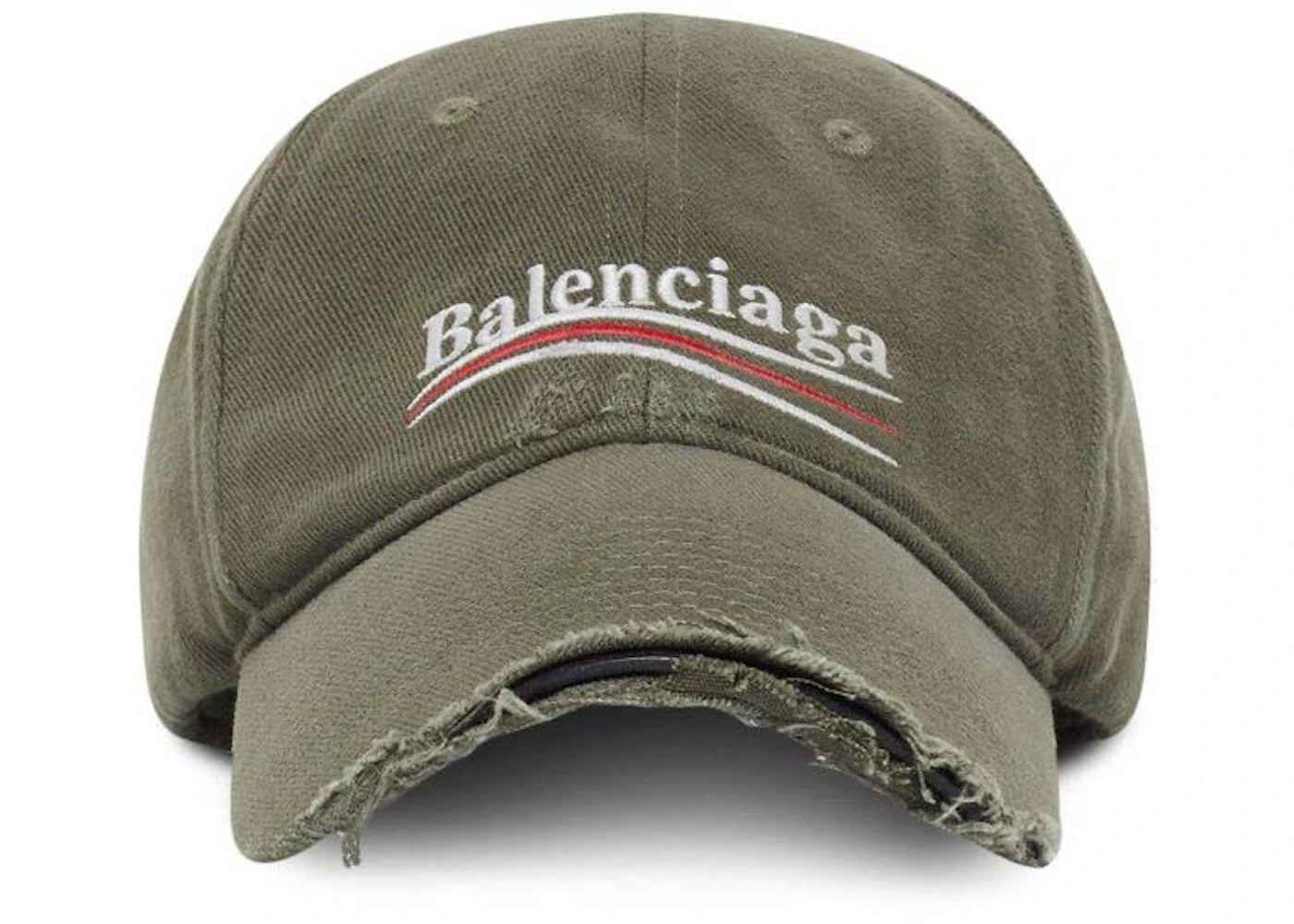 Balenciaga Political Campaign Distressed Cap Khaki/Multi - vue 360