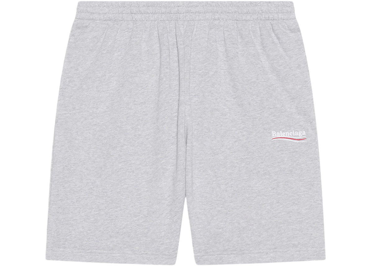 Balenciaga Political Campaign Large Fit Sweat Shorts Grey/White/Red - vue 360