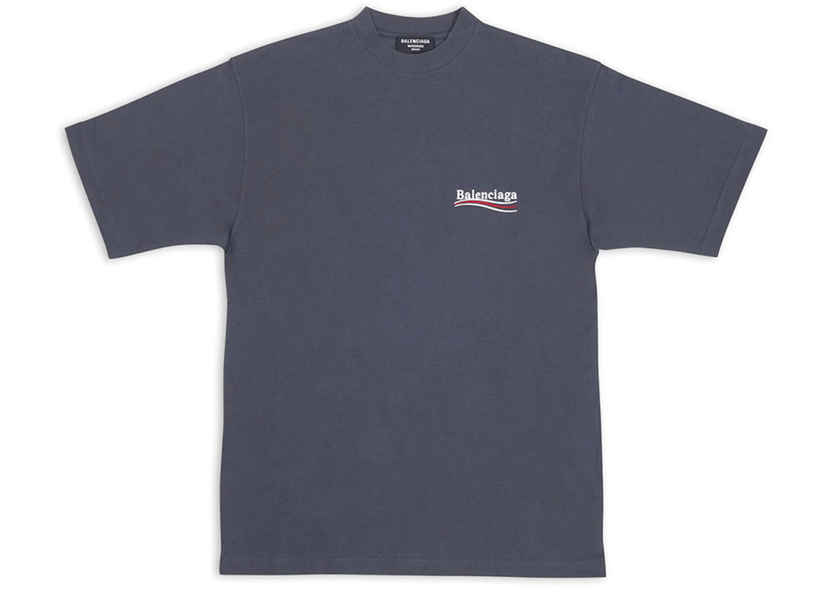 Balenciaga Political Campaign Large Fit T-Shirt Dark Grey/White - vue secondaire A