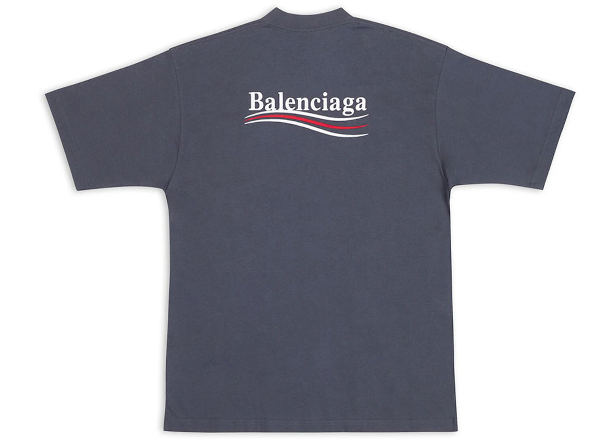 Balenciaga Political Campaign Large Fit T-Shirt Dark Grey/White - vue secondaire B