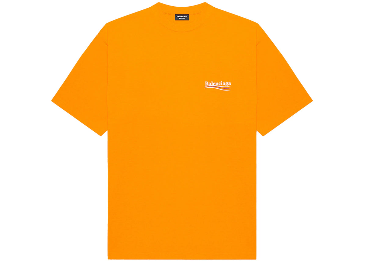 Balenciaga Political Campaign Large Fit T-Shirt Fluo Orange - vue 360