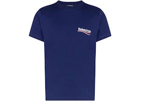 Balenciaga Political Campaign Medium Fit T-Shirt Pacific Blue/White - vue 360