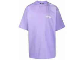 Balenciaga Political Campaign Oversized Logo-Print T-shirt Purple - vue 360