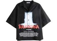 Balenciaga Printed S/S Bowling Shirt Black