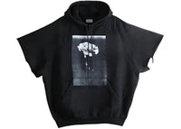 Balenciaga Raglan Cut-Off Sleeve Hoodie Black