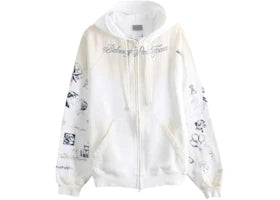Balenciaga Raglan Sleeve Zip-Up Hoodie White - vue 360