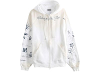 Balenciaga Raglan Sleeve Zip-Up Hoodie White