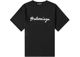 Balenciaga Script Logo T-shirt Black/White - authentic Balenciaga apparel