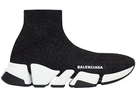 Balenciaga Speed 2.0 Black White Shiny (Women's) - vue 360