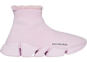 Balenciaga Speed 2.0 Recycled Knit Fake Fur Pink (Women's) - vue 360