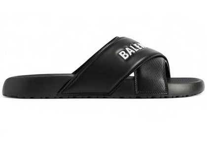Balenciaga Sporty Pool Slide Sandal Black White - authentic Balenciaga sneakers