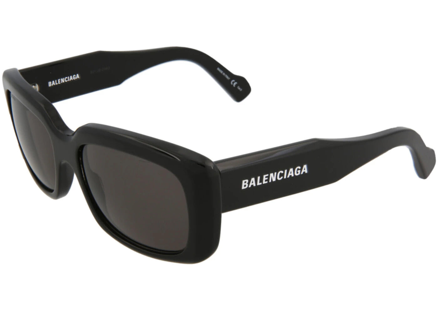 Balenciaga Square Rectangle Sunglasses Black/Black/Grey (BB0072S-30008290-001) - vue 360
