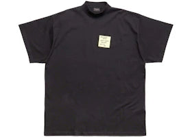 Balenciaga Sticky Note T-Shirt Oversized In Faded Black - vue 360