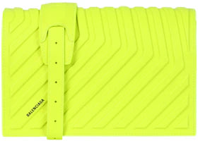 Balenciaga Strap Car Flap Bag Fluo Yellow - vue 360