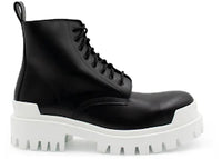 Balenciaga Strike Lace-Up Boot Black White