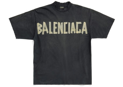 Balenciaga Tape Type Medium Fit T-shirt Black Faded - authentic Balenciaga apparel