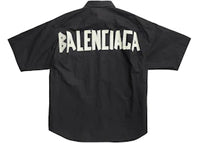 Balenciaga Tape Type Short Sleeve Shirt Black White