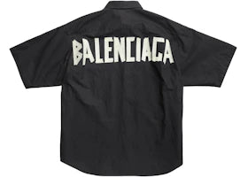 Balenciaga Tape Type Short Sleeve Shirt Black White