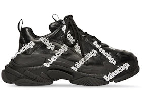 Balenciaga Triple S All Over Logo Black White (Women's) - vue 360