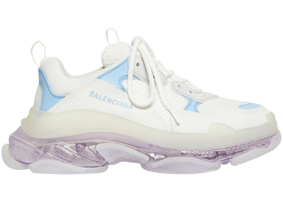 Balenciaga Triple S Clear Sole Leather Free Light Blue Grey Light Purple White (Women's) - vue secondaire A