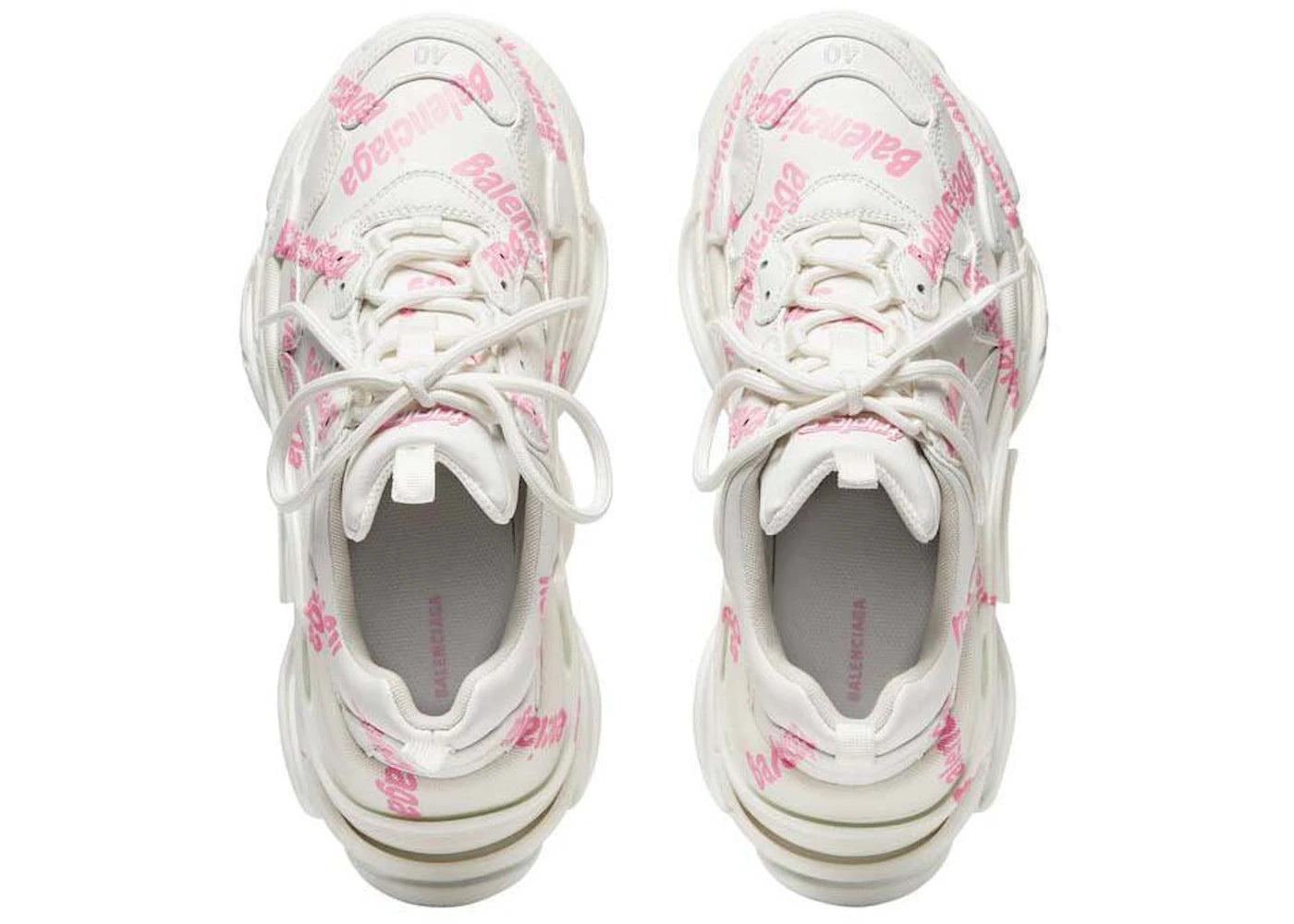 Balenciaga Triple S Logotype Trainers White Pink - vue secondaire B