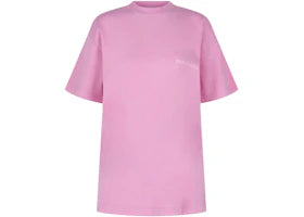 Balenciaga Upside Down Embroidered Logo T-shirt Pink