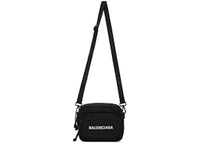 Balenciaga Wheel Logo Embroidered Camera Bag Black