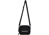Balenciaga Wheel Logo Embroidered Camera Bag Black