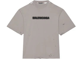 Balenciaga Wide Fit Blurry T-Shirt Grey Black - vue 360