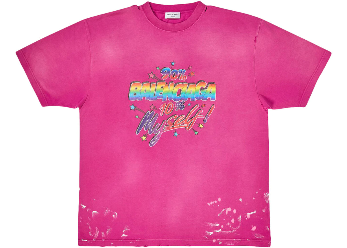 Balenciaga Women's 90/10 Large Fit Vintage T-Shirt Dark Pink - vue secondaire A