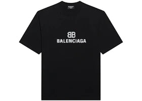 Balenciaga Womens BB Pixel Medium Fit T-shirt Black