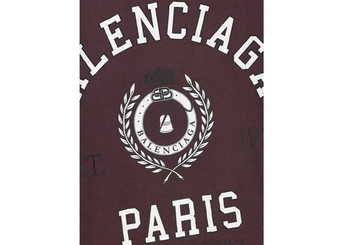 Balenciaga Women's College 1917 Medium Fit T-Shirt Burgundy - vue secondaire B